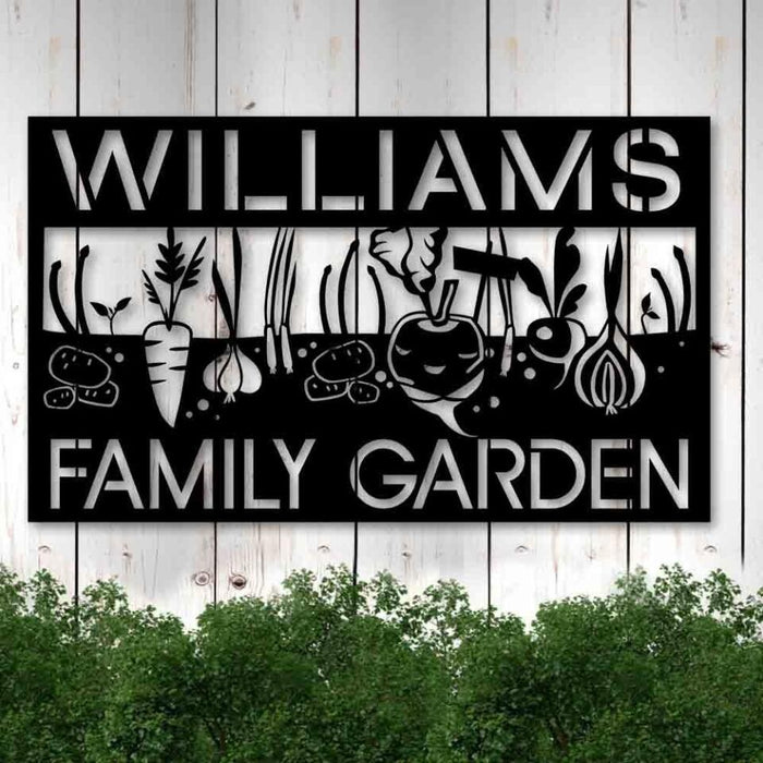 Custom Name Family Garden - Personalized Metal Sign Gardening