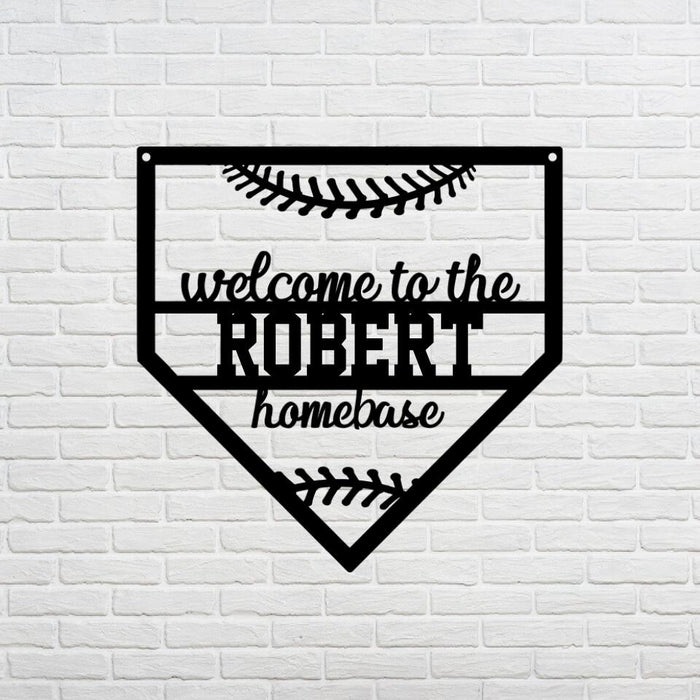 Custom Name Welcome To The Homebase Metal Sign - Personalized Metal Sign For Baseball