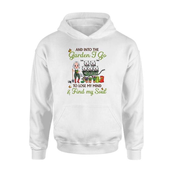 Old Chibi Up To 5 Dogs And Into The Garden I Go To Lose My Mind - Personalized Shirt For Dog, Gardening Lovers, Gardeners