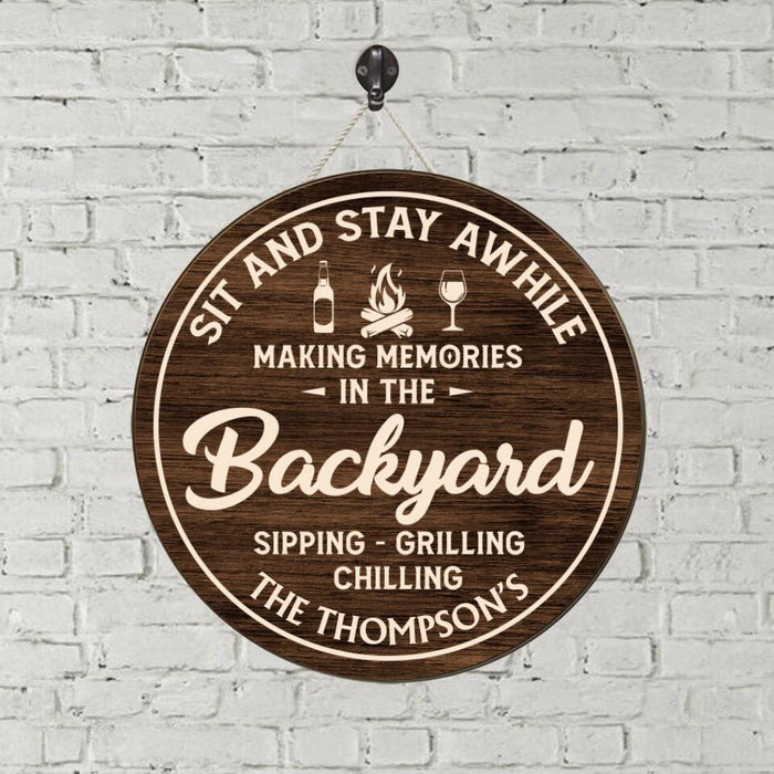 Making Memories in the Backyard - Personalized Gifts Custom Memorial Door Sign for Family, Memorial Gifts