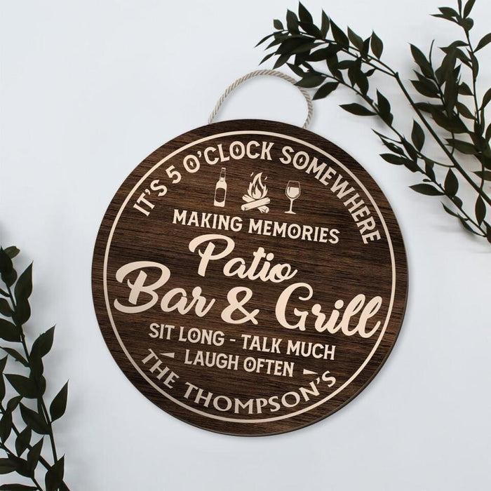 Making Memories Patio Bar and Grill - Personalized Gifts Custom Memorial Door Sign for Family, Memorial Gifts