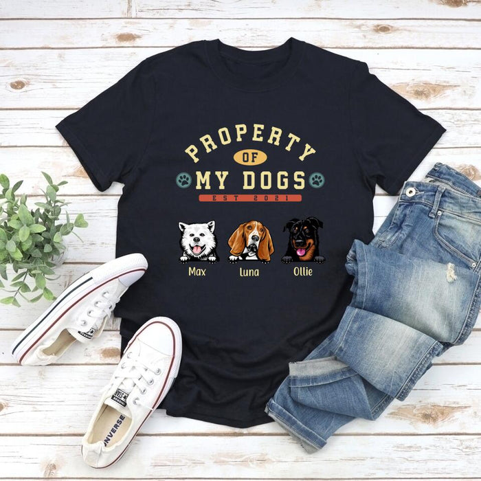 Property Of My Dogs Up To 3 Dogs - Personalized Shirt For Dog Lovers