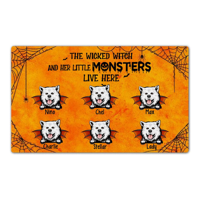 The Wicked Witch and Her Little Monsters - Halloween Personalized Gifts Custom Doormat for Dog Lovers