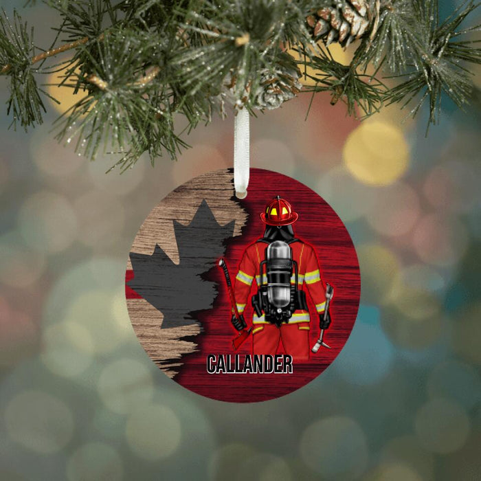 Half Flag Canadian Firefighter Man/Woman - Personalized Ornament Firefighter Gifts