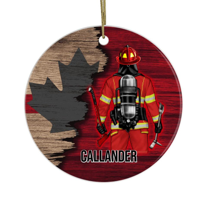 Half Flag Canadian Firefighter Man/Woman - Personalized Ornament Firefighter Gifts