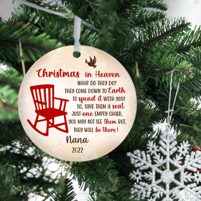 Christmas in Heaven - Personalized Christmas Gifts - Custom Memorial Ornament for Grandma - Memorial Gifts