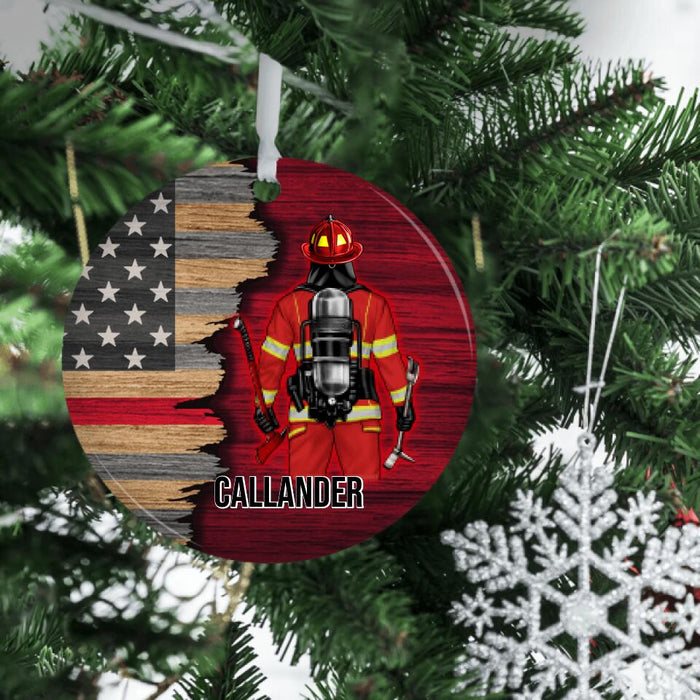 Half Flag Police Man/Woman - Personalized Ornament Firefighter Gifts