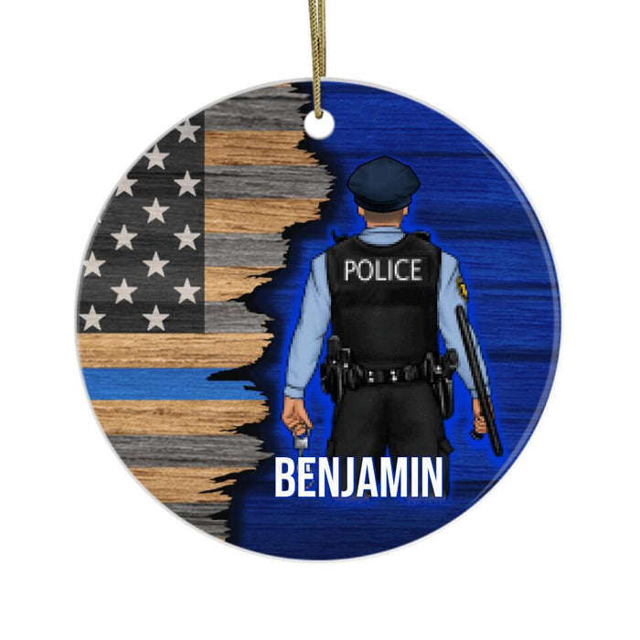 Half Flag Police Man/Woman - Personalized Ornament Police Officer Gifts