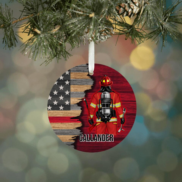 Half Flag Police Man/Woman - Personalized Ornament Firefighter Gifts