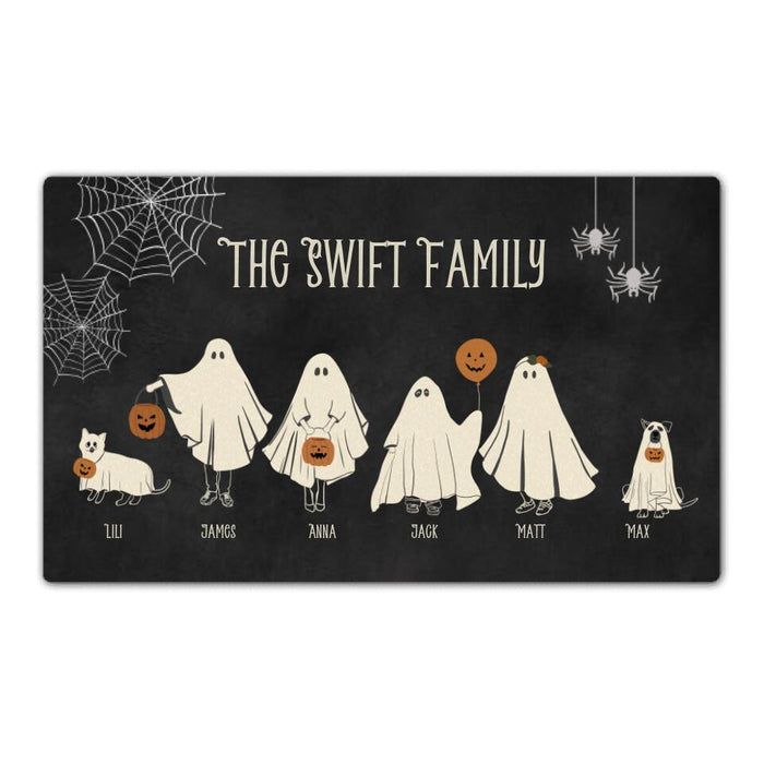 Family of Ghosts Halloween - Personalized Gifts Custom Doormat for Family