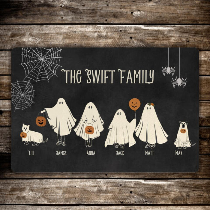 Family of Ghosts Halloween - Personalized Gifts Custom Doormat for Family