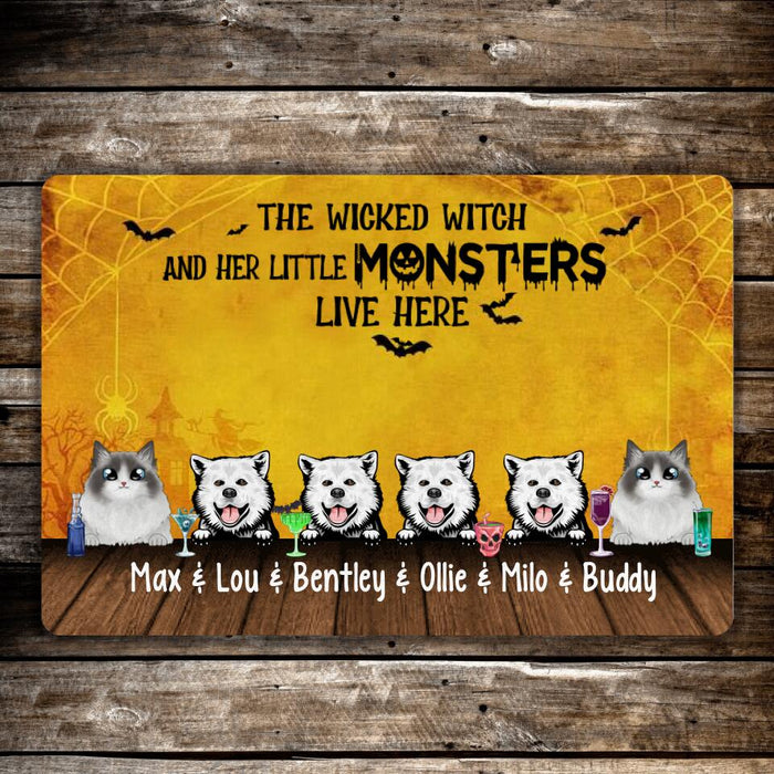 The Wicked Witch and Her Little Monsters - Halloween Personalized Gifts Custom Doormat for Cat and Dog Lovers