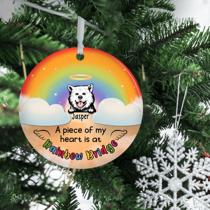 A Piece Of My Heart Is At The Rainbow Bridge - Personalized Ornament, Dog Memorial Gift for Dog Owner, Bereavement Gift