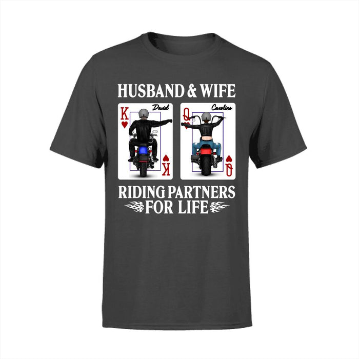 Husband And Wife Riding - Personalized Gifts Custom Motorcycle Lovers Shirt For Couples, Motorcycle Lovers