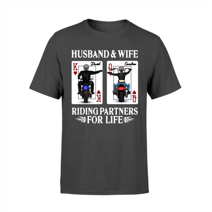 Husband And Wife Riding - Personalized Gifts Custom Motorcycle Lovers Shirt For Couples, Motorcycle Lovers