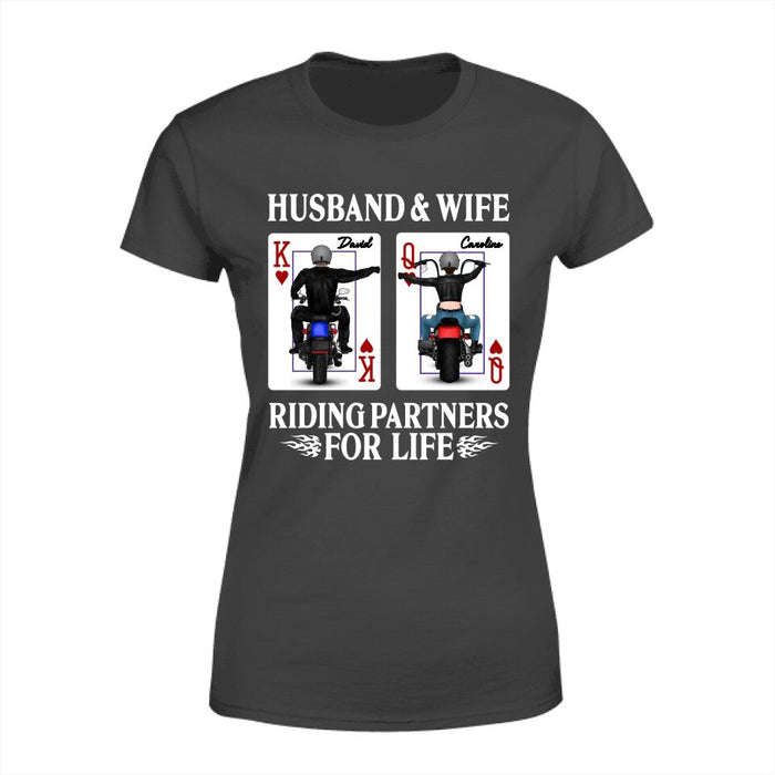 Husband And Wife Riding - Personalized Gifts Custom Motorcycle Lovers Shirt For Couples, Motorcycle Lovers