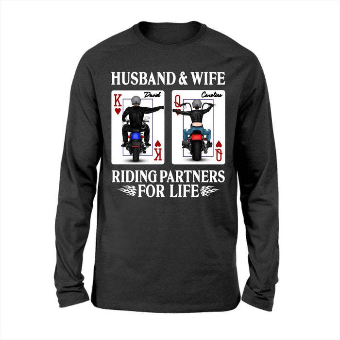 Husband And Wife Riding - Personalized Gifts Custom Motorcycle Lovers Shirt For Couples, Motorcycle Lovers