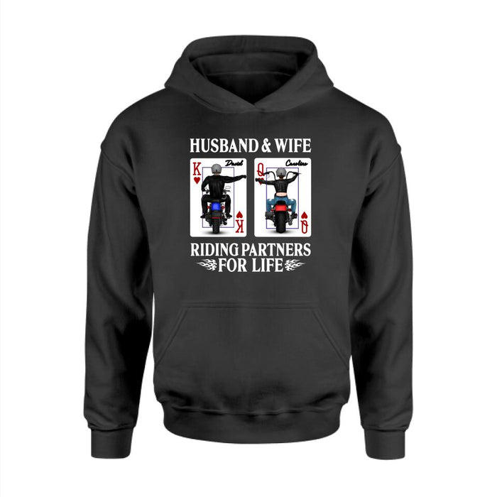 Husband And Wife Riding - Personalized Gifts Custom Motorcycle Lovers Shirt For Couples, Motorcycle Lovers