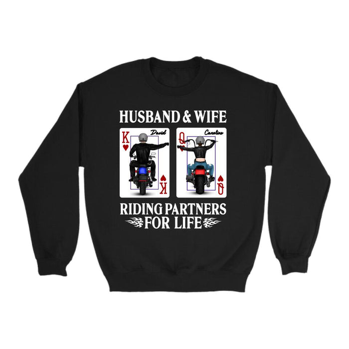 Husband And Wife Riding - Personalized Gifts Custom Motorcycle Lovers Shirt For Couples, Motorcycle Lovers