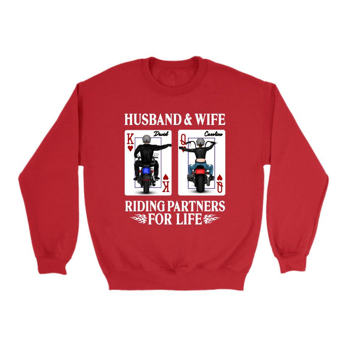 Husband And Wife Riding - Personalized Gifts Custom Motorcycle Lovers Shirt For Couples, Motorcycle Lovers