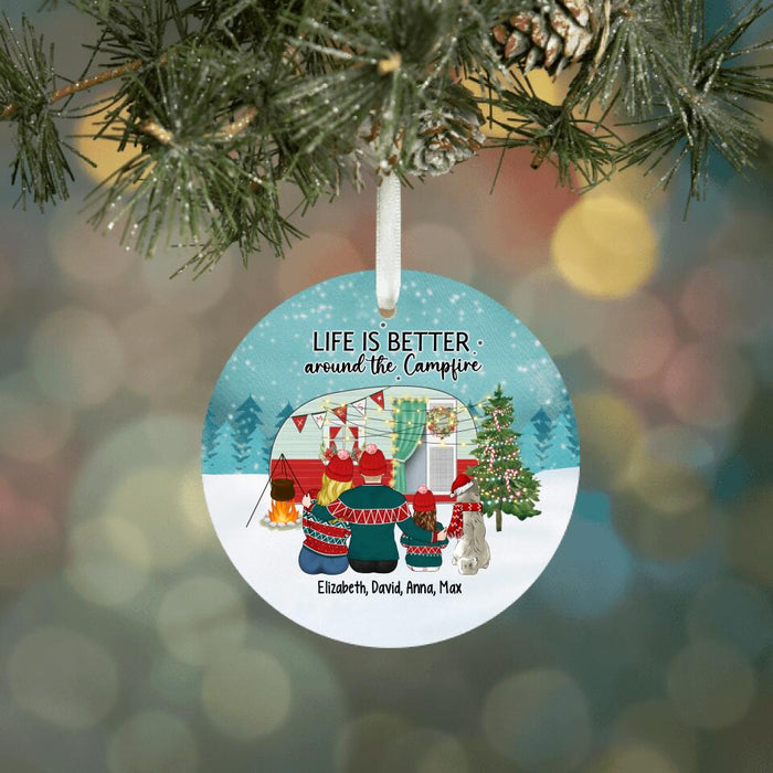 Life Is Better Around The Campfire - Personalized Ornament, Christmas Ornament For Campers, Camping Family