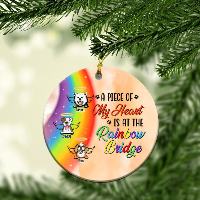 A Piece Of My Heart Is At The Rainbow Bridge - Personalized Ornament Dog Lovers, Dog Memorial Ornament