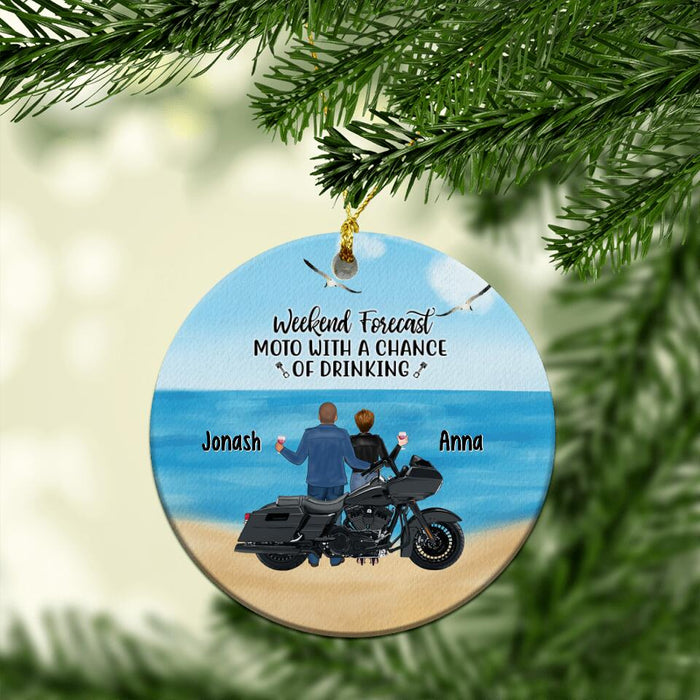 Personalized Ornament, Motorcycle Drinking Couple, Gift For Motorcycle Lovers