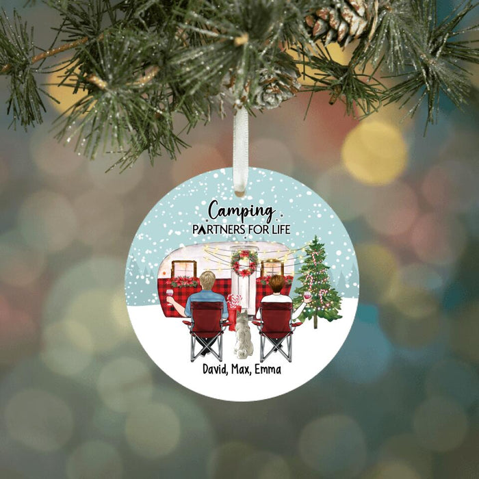 Camping Partners For Life Couple Camping With Dogs - Personalized Camping Christmas Ornament, Couple Camper Gift