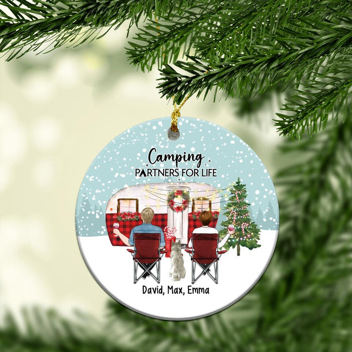 Camping Partners For Life Couple Camping With Dogs - Personalized Camping Christmas Ornament, Couple Camper Gift