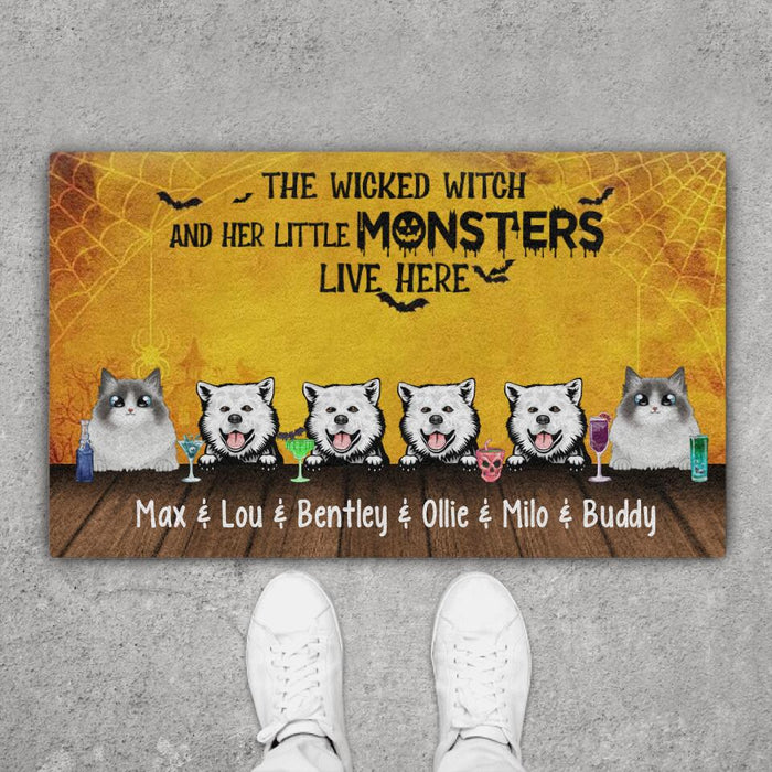 The Wicked Witch and Her Little Monsters - Halloween Personalized Gifts Custom Doormat for Cat and Dog Lovers