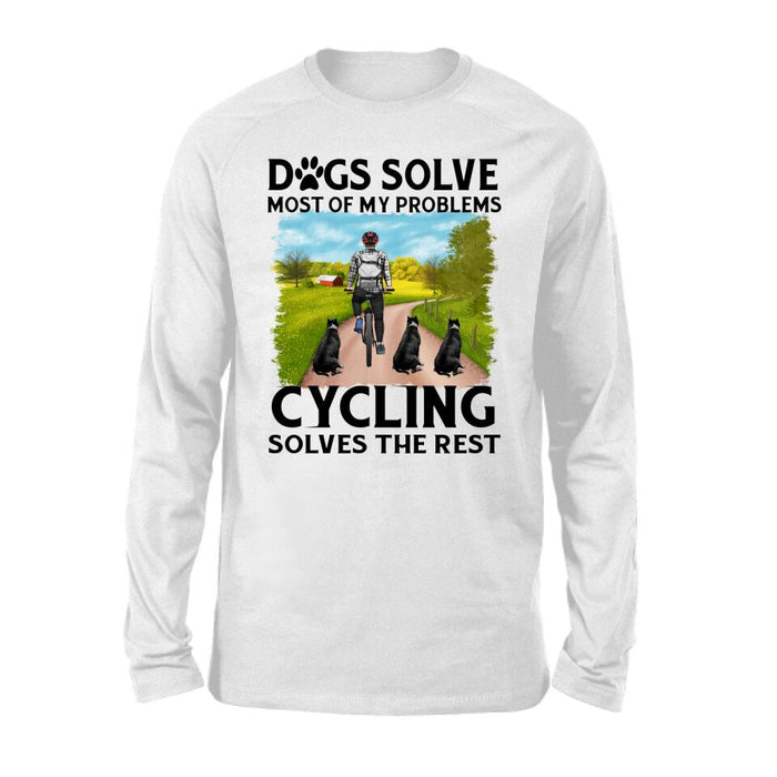 Personalized Shirt, Man Riding, Dogs Solve Most Of My Problems Cylcing Solves The Rest, Gifts For Cycling Lovers