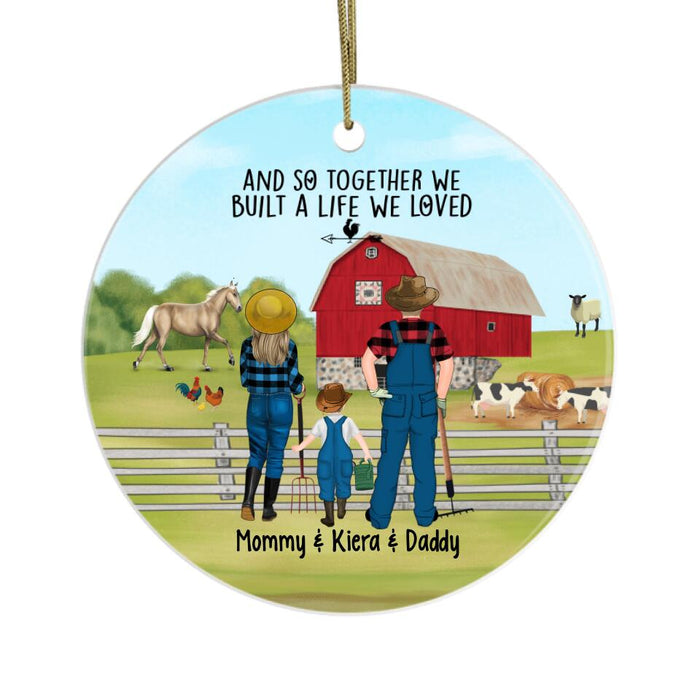 Personalized Ornament, Farming Couple And Kids, Gift For Farmers Family