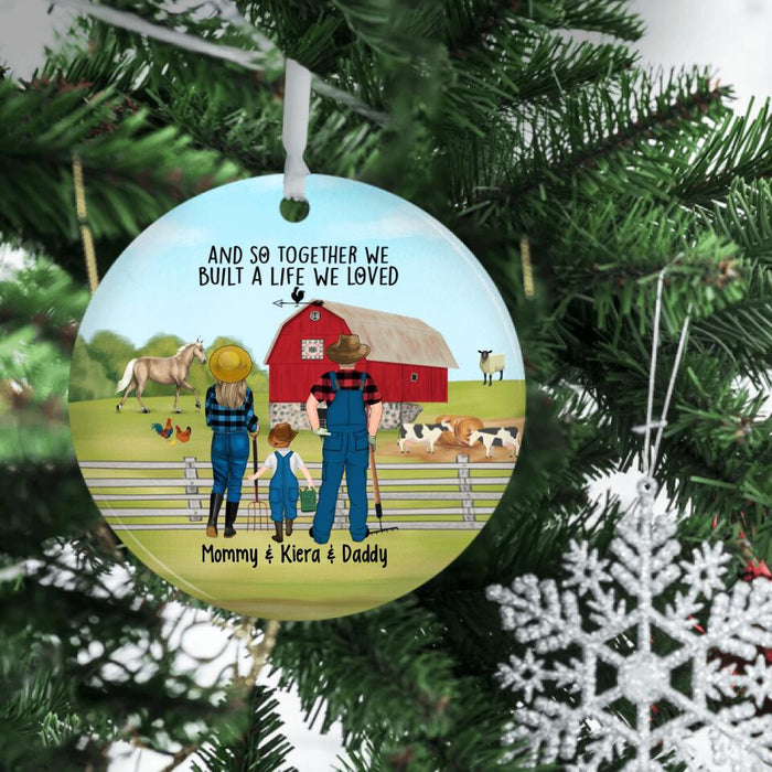 Personalized Ornament, Farming Couple And Kids, Gift For Farmers Family