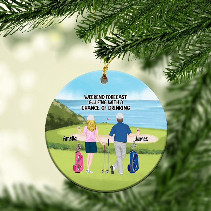 Personalized Ornament, Golf Drinking Couple And Friends Gift, Christmas Gift For Golfers