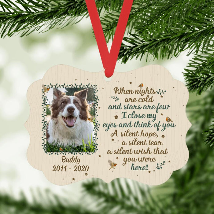 Personalized Metal Ornament, When Nights Are Cold, Memorial Gift For Loss Of Pets, Photo Upload Gifts