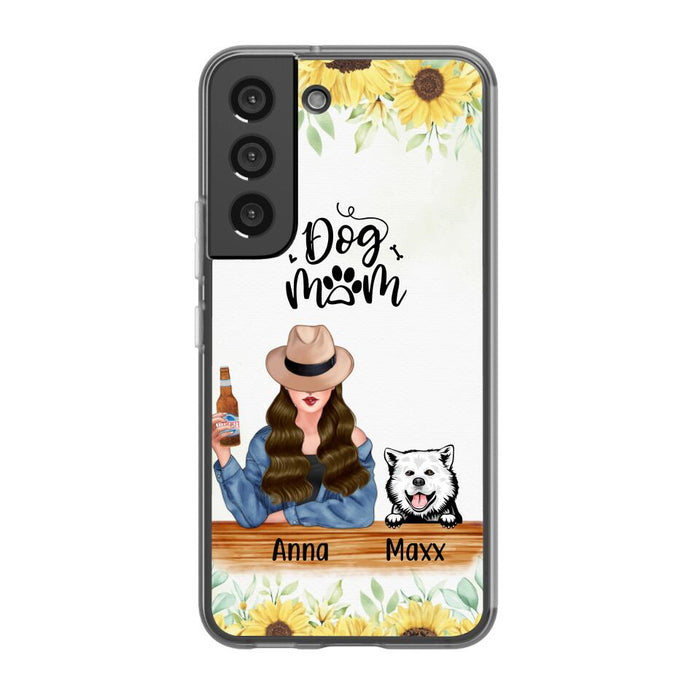 Personalized Phone Case, A Girl With Peeking Dogs, Gift For Dog Lovers