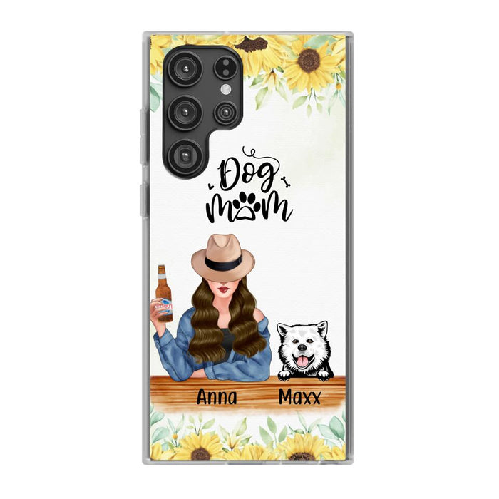 Personalized Phone Case, A Girl With Peeking Dogs, Gift For Dog Lovers