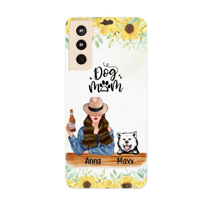 Personalized Phone Case, A Girl With Peeking Dogs, Gift For Dog Lovers