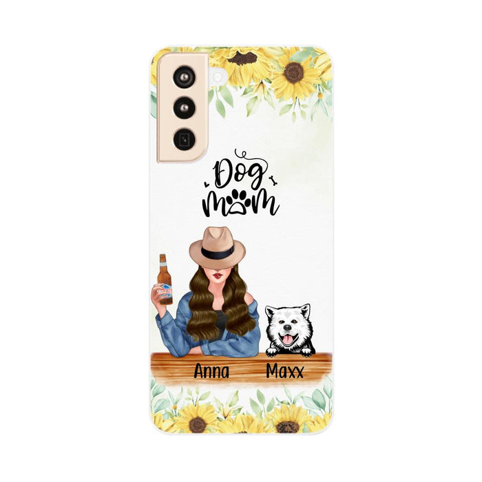 Personalized Phone Case, A Girl With Peeking Dogs, Gift For Dog Lovers