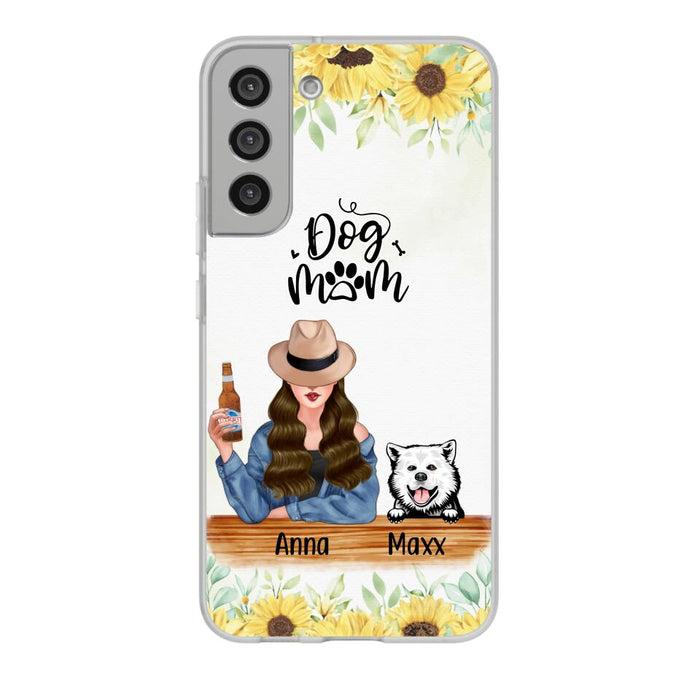 Personalized Phone Case, A Girl With Peeking Dogs, Gift For Dog Lovers