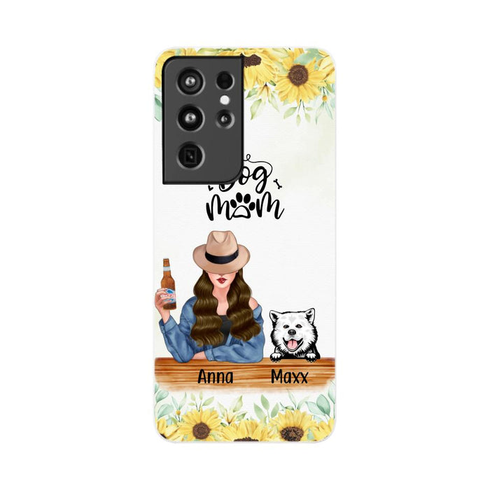 Personalized Phone Case, A Girl With Peeking Dogs, Gift For Dog Lovers