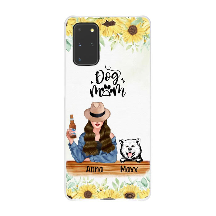 Personalized Phone Case, A Girl With Peeking Dogs, Gift For Dog Lovers