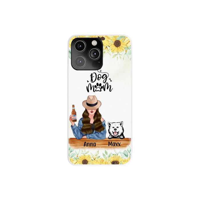 Personalized Phone Case, A Girl With Peeking Dogs, Gift For Dog Lovers