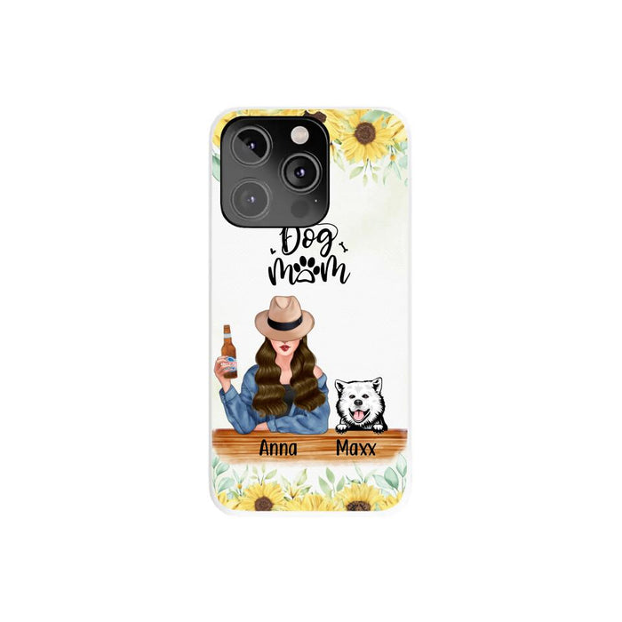 Personalized Phone Case, A Girl With Peeking Dogs, Gift For Dog Lovers