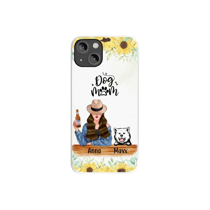 Personalized Phone Case, A Girl With Peeking Dogs, Gift For Dog Lovers