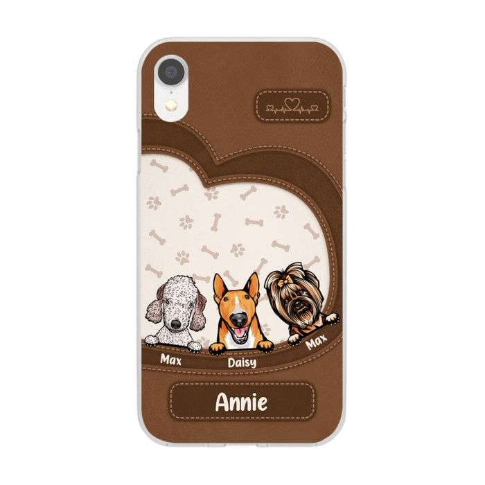 Leather Pattern Dog Mom - Personalized Gifts for Custom Dog Phone Case for Dog Mom, Dog Lovers