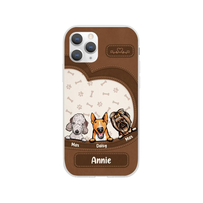 Leather Pattern Dog Mom - Personalized Gifts for Custom Dog Phone Case for Dog Mom, Dog Lovers