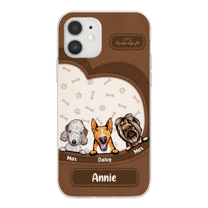 Leather Pattern Dog Mom - Personalized Gifts for Custom Dog Phone Case for Dog Mom, Dog Lovers