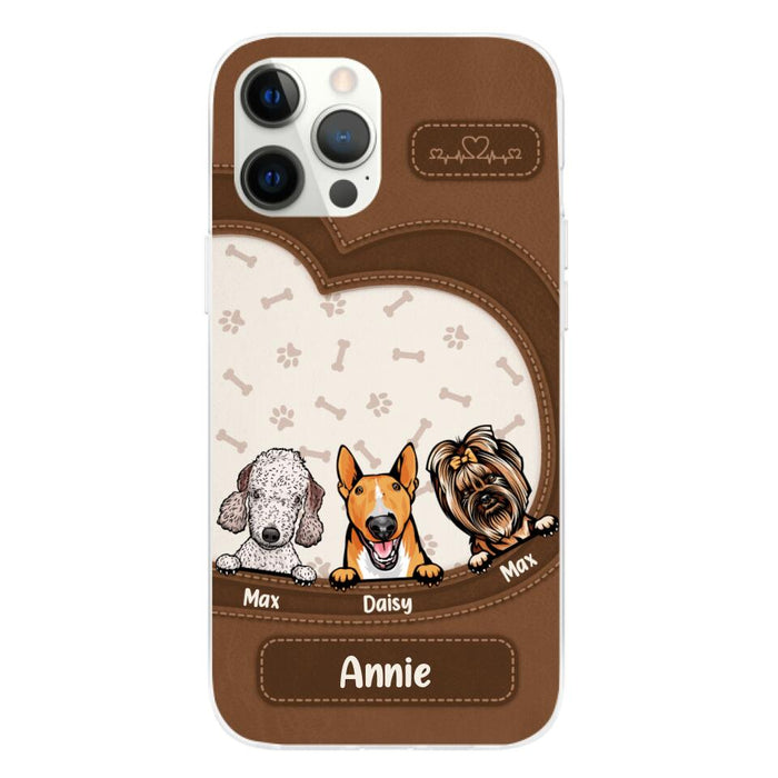 Leather Pattern Dog Mom - Personalized Gifts for Custom Dog Phone Case for Dog Mom, Dog Lovers