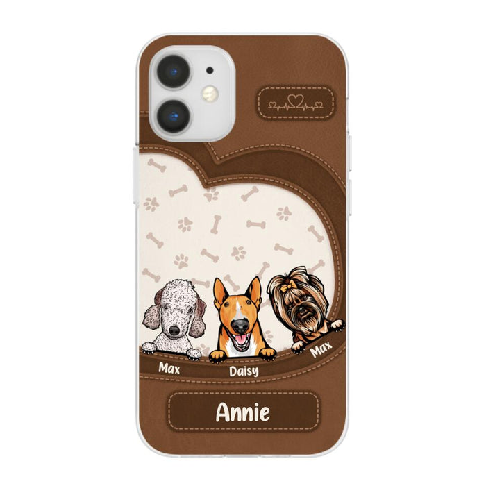 Leather Pattern Dog Mom - Personalized Gifts for Custom Dog Phone Case for Dog Mom, Dog Lovers